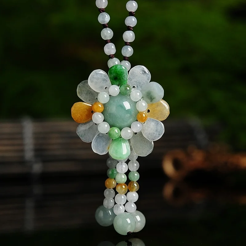 Jewelry Making With Beads - Certified Burmese Jade Sunflower Pendant Jadeite