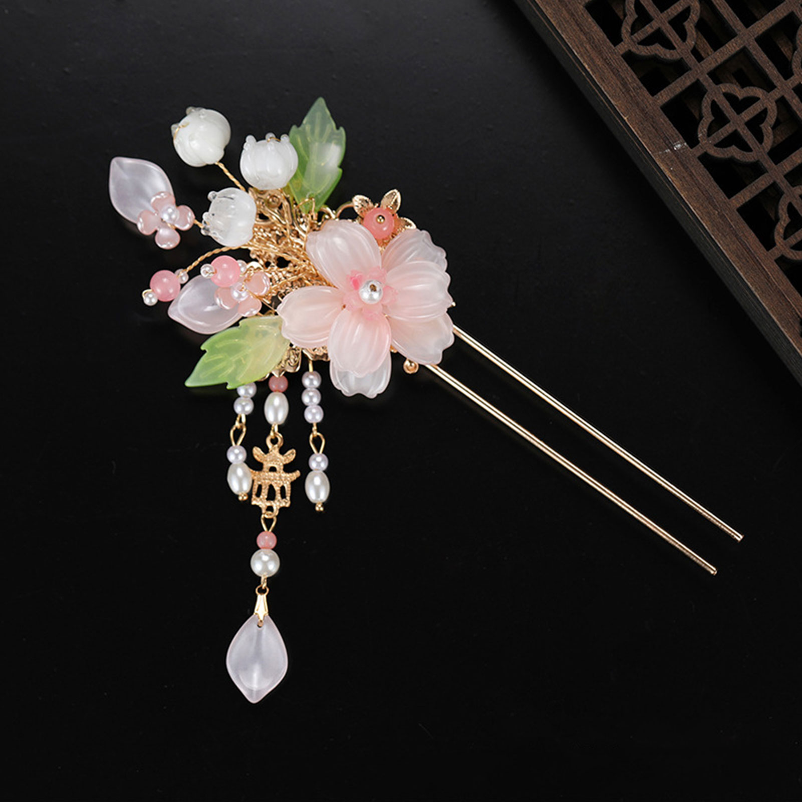Elegant Pink Flower Hairpins R - Jewelry Making With Beads 评论和价格