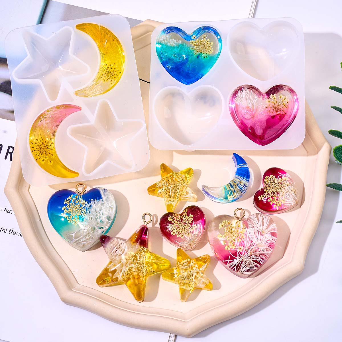 Heart Star Moon Pendant Silico - Jewelry Making Mold 评论和价格