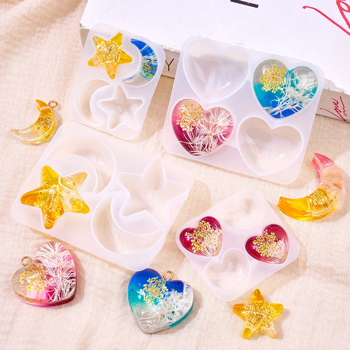Heart Star Moon Pendant Silico - Jewelry Making Mold 评论和价格