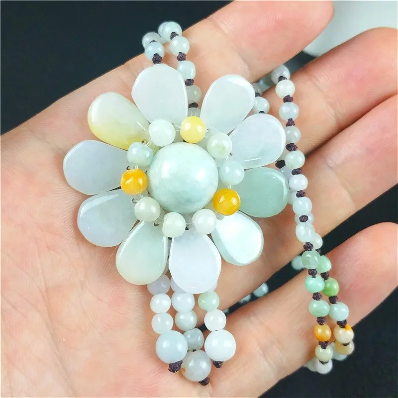 Certified Burmese Jade Sunflow - Jewelry Making With Beads 评论和价格