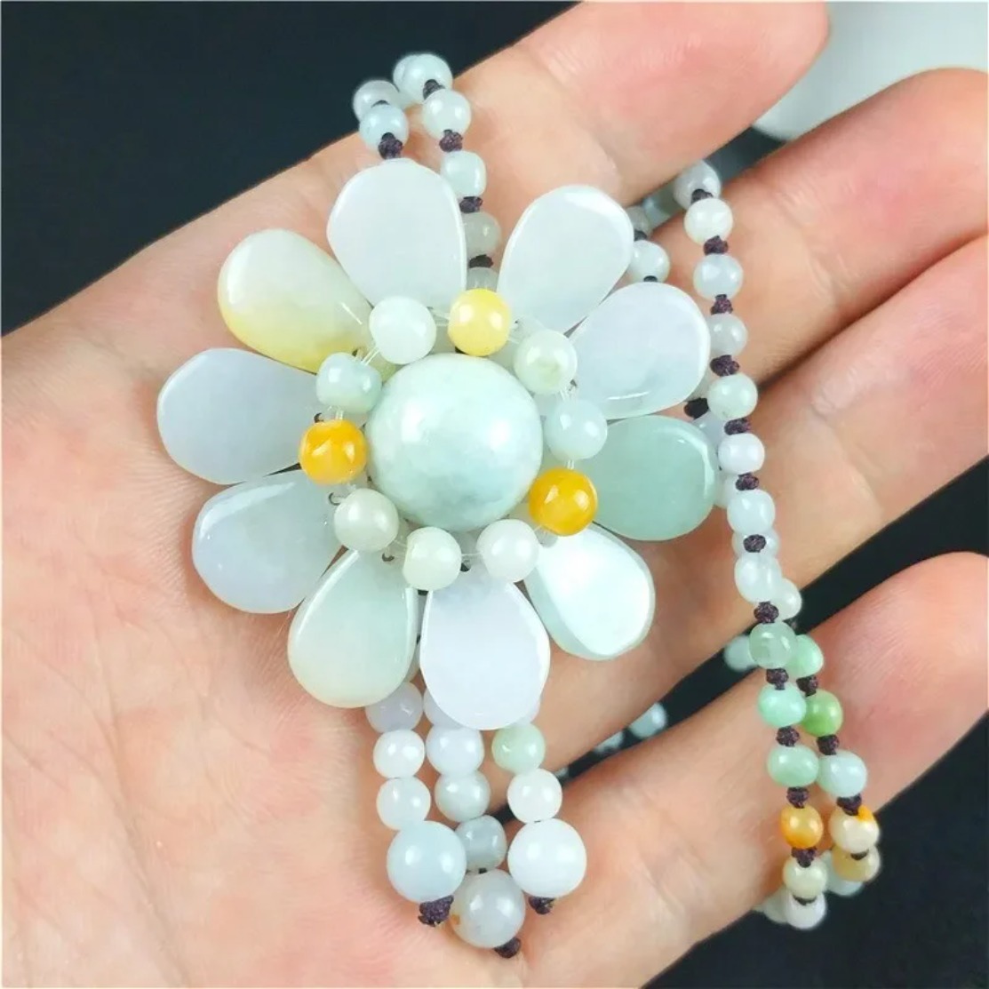 Certified Burmese Jade Sunflow - Jewelry Making With Beads 评论和价格