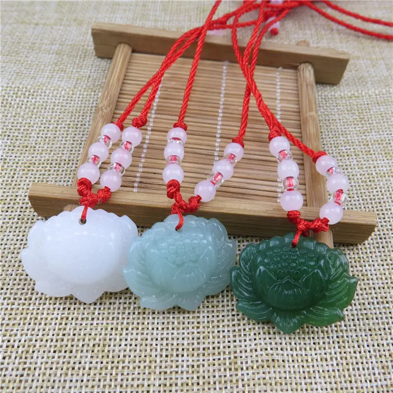 Natural Green Jade Lotus Penda - Jewelry Making With Beads 评论和价格