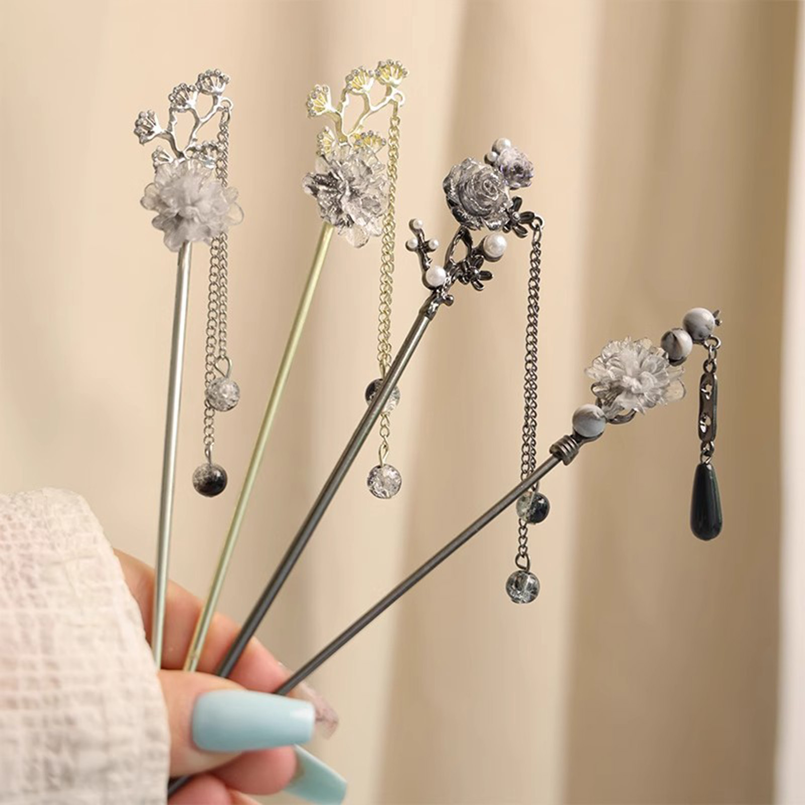 Elegant Flower Hair Sticks For - Jewelry Making With Beads 评论和价格