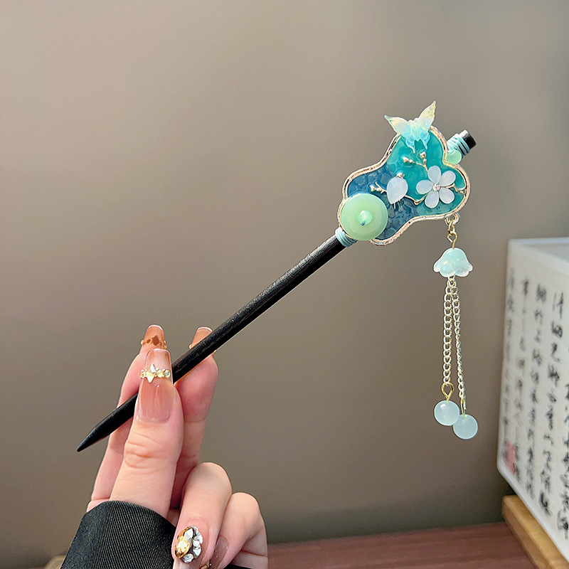 Classic Tassel Hair Stick Blac - Jewelry Making With Beads 评论和价格